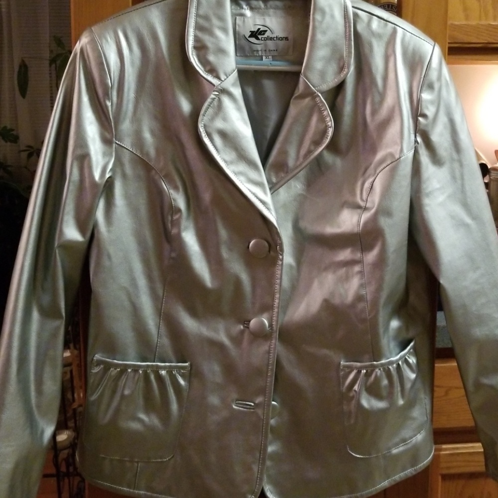 Silver Vegan LeatherJacket